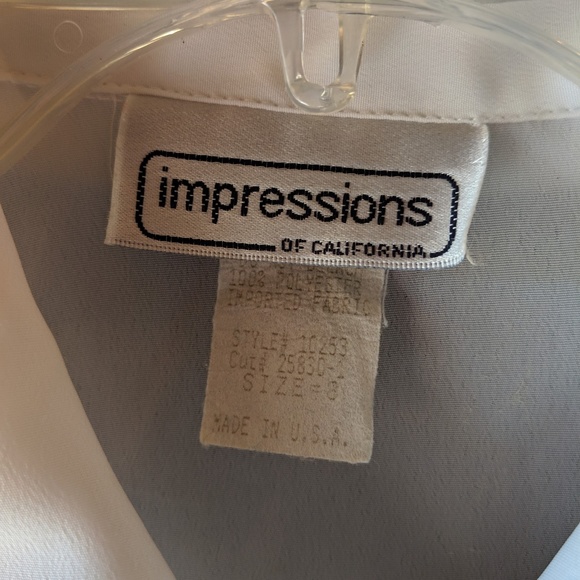 Impressions Vintage White Blouse. Size 8. - Picture 2 of 3